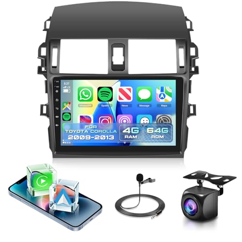 Podofo 4G64G Car Radio Stereo for Toyota Corolla 20092013 with Wireless CarPlayAndroid Auto 9 Inch HD Touch Screen Android 13 Head Unit GPS WiFi Bluetooth FMRDS EQ HD Backup Camera - Image 1