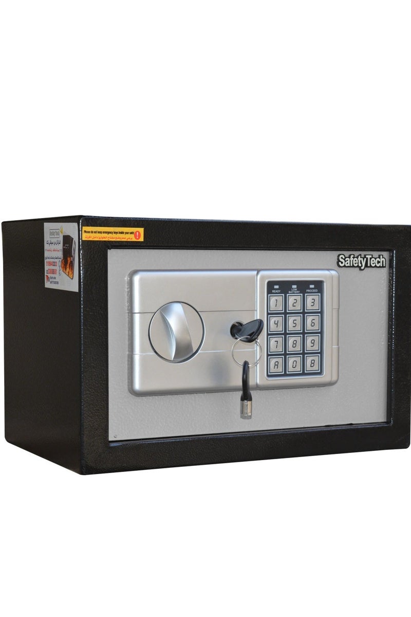 Safety Tech Digital safe with passwords and two emergency keys, from the international brand Safety Tech, size 31 * 20 * 20, with the ability to record two passwords, each number consisting of 3 to 8 digits, and 3 key holders  - Image 1
