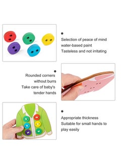 KASTWAVE Clothes Lacing Toys, Wooden Toy Fine Motor Skill Threading Game for Kids Age 3 4 5 Years Toddler, Sewing Button Lacing Card Game, Preschool Early Development Educational Toy  - Image 2