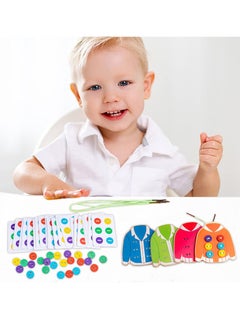 KASTWAVE Clothes Lacing Toys, Wooden Toy Fine Motor Skill Threading Game for Kids Age 3 4 5 Years Toddler, Sewing Button Lacing Card Game, Preschool Early Development Educational Toy  - Image 4