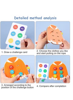 KASTWAVE Clothes Lacing Toys, Wooden Toy Fine Motor Skill Threading Game for Kids Age 3 4 5 Years Toddler, Sewing Button Lacing Card Game, Preschool Early Development Educational Toy  - Image 5