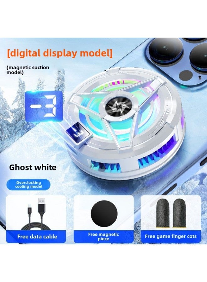 Semiconductor Intelligent Mobile Phone Cooler Magnetic Absorption TEC Refrigerator Back Clip Style Game Cooling Tool-Color:[Electric Competition Quality Finger Coat] Mobile Phone Magnetic Semiconductor Radiator-Digital Display-White  - Image 1