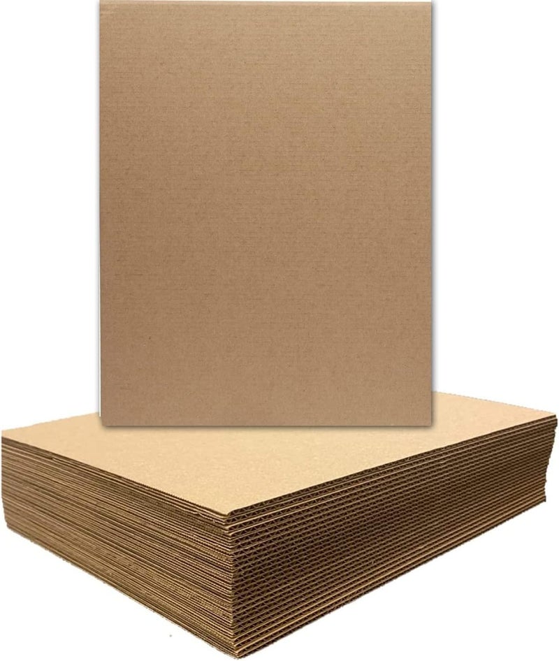 Premify 24 Pack Cardboard Sheets, 30cm x 20cm Corrugated Sheets for Mailers Made with Kraft Paper, Flat Packaging Inserts for Shipping, Mailing, Arts & Crafts Etc - Image 1