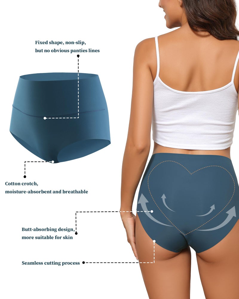 LEVAO Women's High Waist Seamless Underwear Full Coverage Brief No Show Panties Sexy Comfortable Pantie Multi Pack S-XXL - Image 4