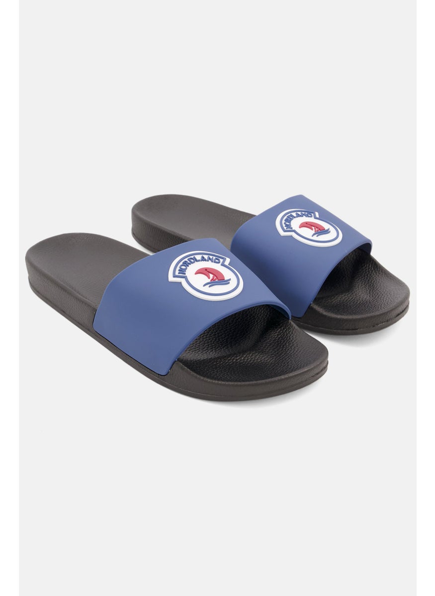 Nordland Men Brand Logo Slip On Slides, Blue  - Image 1