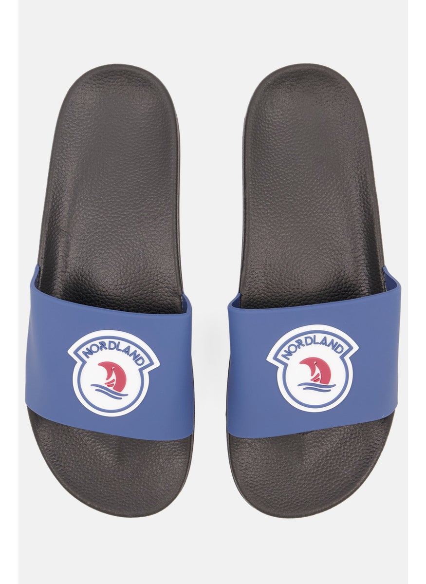 Nordland Men Brand Logo Slip On Slides, Blue  - Image 4
