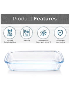 BLACKSTONE 2.9L Rectangle Shape Glass Oven Dish - Premium Borosilicate Bakeware, Oven, Microwave & Dishwasher Safe, Perfect for Baking, Roasting, and Serving  - Image 4