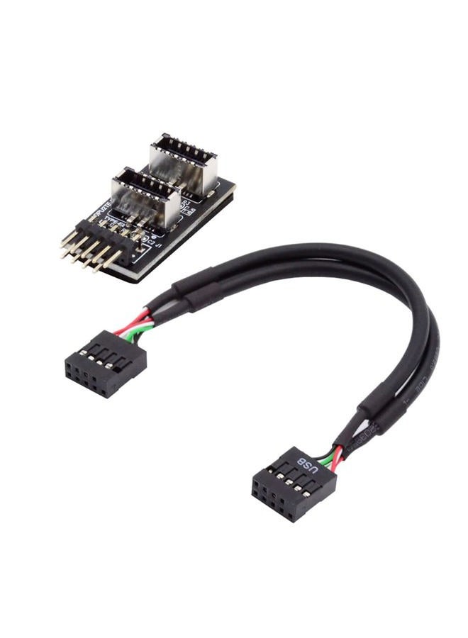 NFHK Dual USB 3.1 Front Panel Socket Key-A Type-E to USB 2.0 9Pin 10Pin Mainboard Header Male Cable Extension Adapter - Image 1