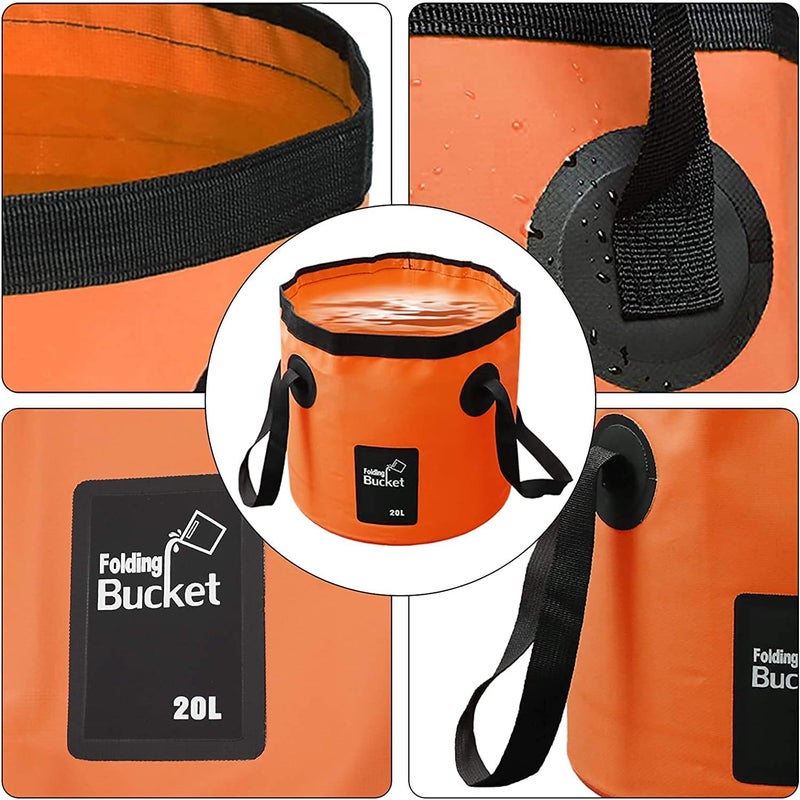 KAHEIGN Folding Water Bucket, 20L Portable Collapsible Bucket Camping Storage Container Wash Basin for Traveling Hiking Fishing Boating Gardening Car Washing (30 x 27cm) - Image 3