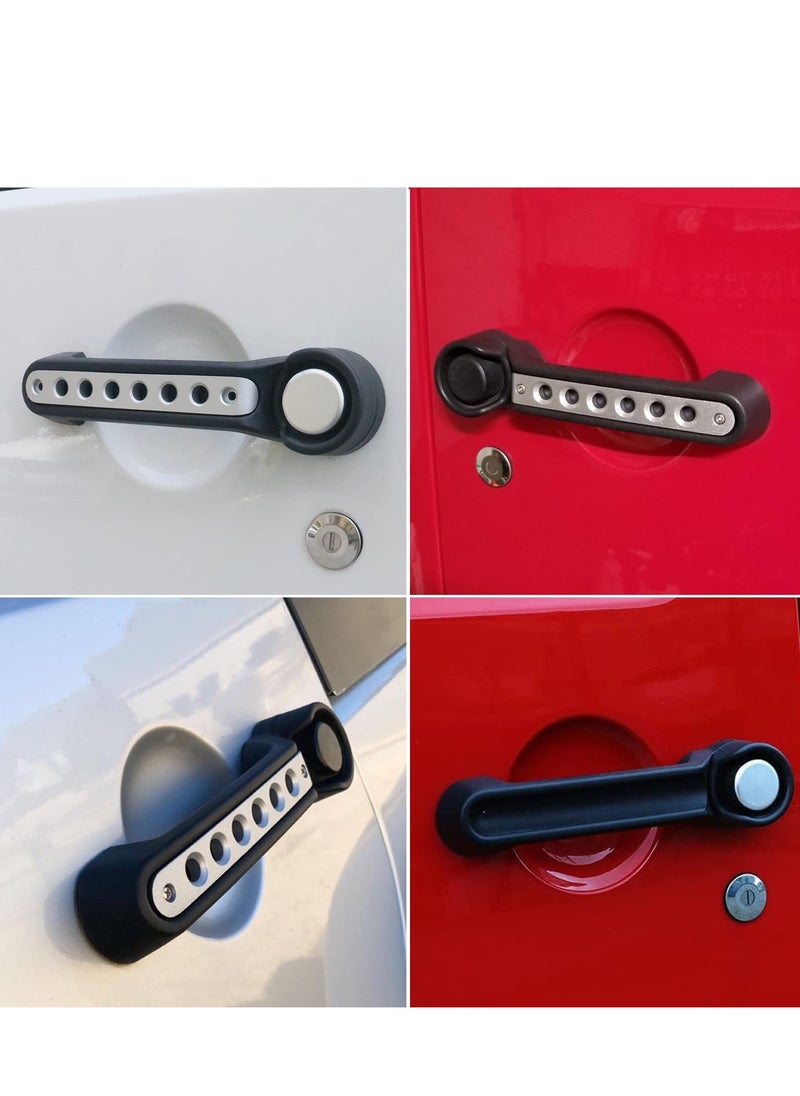 Generic 5Pcs Aluminum Silver Side Door Grab Handle Covers + 5Pcs Push Button Knob Trim Covers for Jeep Wrangler JK JKU Sahara Unlimited 4-Door 2007-2018 - Exterior Handle Pull Decor  - Image 3