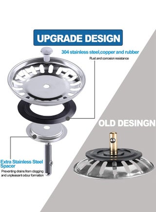 [2 قطع] سدادة حوض المطبخ 79 ملم، مصافي حوض المطبخ من الفولاذ المقاوم للصدأ 304 | مرشح | سلة مصفاة حوض المطبخ - view 2