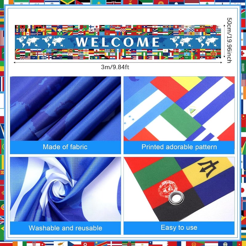 Tatuo International Decorations Yard Banner Large International Welcome Yard Sign Backdrop World Flag Party Decoration Country Flag Banner Multicultural Decor Fence Garden Sign Indoor Outdoor Decor - Image 2