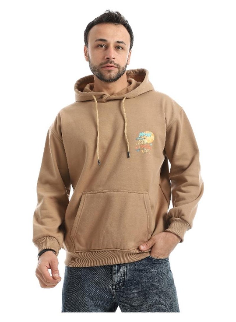 Caesar Men's oversized hoodie with a hood and prints on the chest and back - Image 1