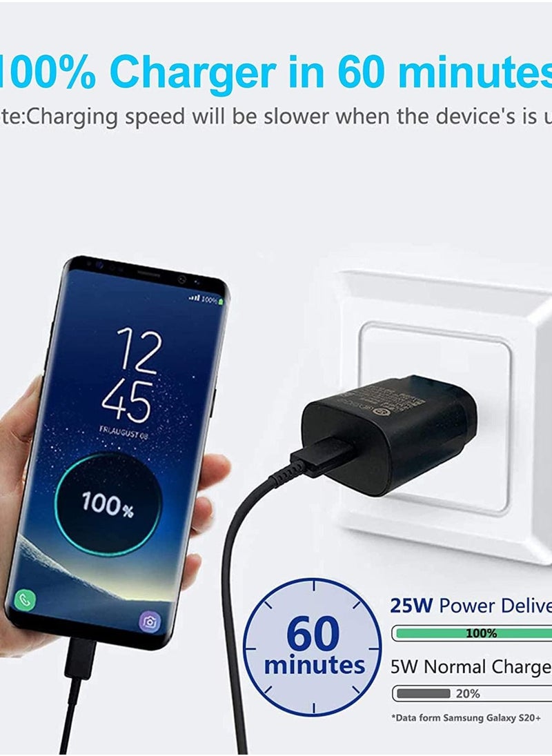 Generic - 25W EU Plug Fast Charger with USB C to USB C PD Cable Set , Compatible with Samsung Galaxy S24/S23/S23+/S22/S22+/S24 Ultra/Z Flip 6/Flip 5/Flip 4/Flip 3/Z Fold 6 5G/Z Fold 5/ Z Fold 4/S20/Note 20 Ultra/A55/A35/A16/A15/A14A14/A12/A34/A33/M54 and Most Mobile Phone with Type C Port - Image 1