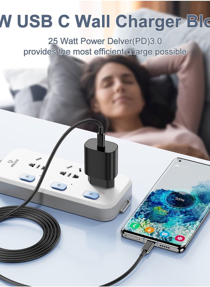 Generic - 25W EU Plug Fast Charger with USB C to USB C PD Cable Set , Compatible with Samsung Galaxy S24/S23/S23+/S22/S22+/S24 Ultra/Z Flip 6/Flip 5/Flip 4/Flip 3/Z Fold 6 5G/Z Fold 5/ Z Fold 4/S20/Note 20 Ultra/A55/A35/A16/A15/A14A14/A12/A34/A33/M54 and Most Mobile Phone with Type C Port - Image 1