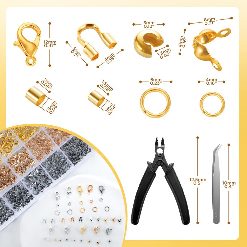 Funtopia 2425pcs Crimp Beads Jewelry Making Kit, Funtopia Crimp Tubes, Crimp Covers, Wire Guards, Lobster Clasp, Jump Ring for Bracelet Earring Necklace Making DIY Jewelry Repair Kit Supplies - Image 3