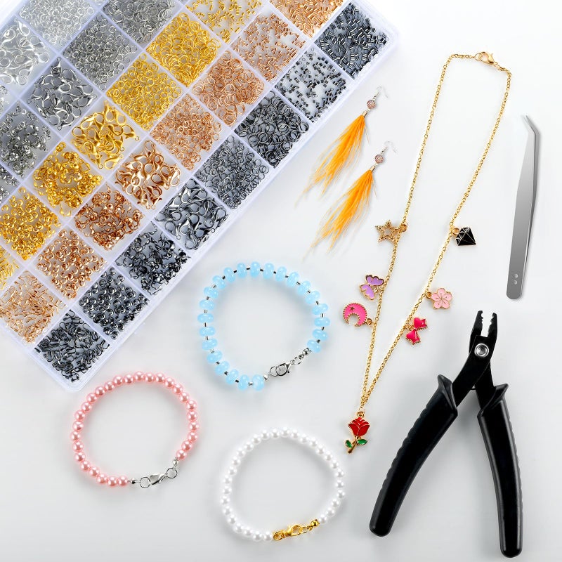 Funtopia 2425pcs Crimp Beads Jewelry Making Kit, Funtopia Crimp Tubes, Crimp Covers, Wire Guards, Lobster Clasp, Jump Ring for Bracelet Earring Necklace Making DIY Jewelry Repair Kit Supplies - Image 5