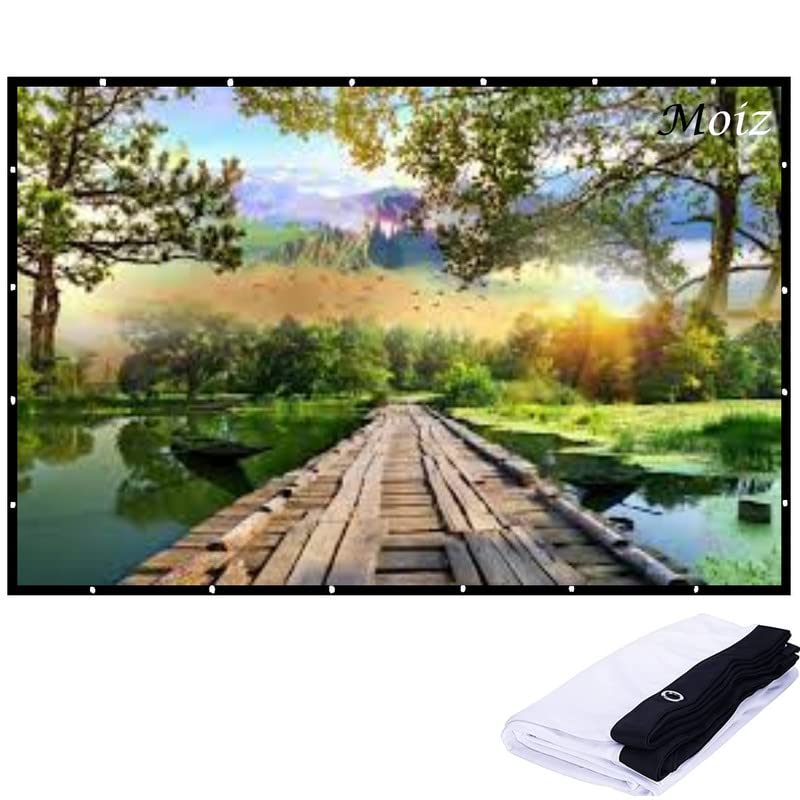 MOIZ [Upgraded] 70 Inch- 5.1Ft x 2.9Ft (Anti-Creased) (Foldable) (Anti-Light) 16:9 4K Eyelet HG Projector Screen (Width 155 cm x 87 cm Height) - Image 1