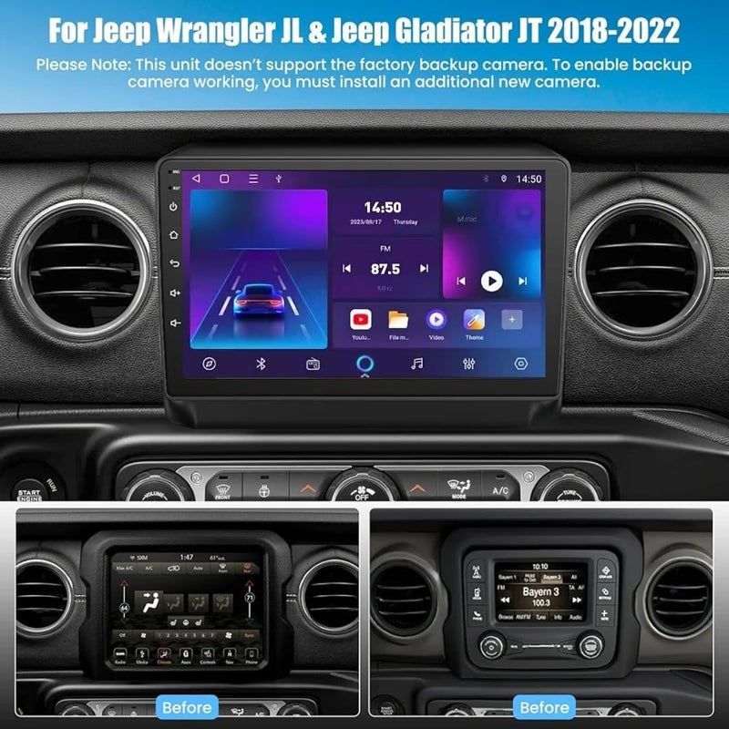 Vierex Car Stereo for Jeep Wrangler JL 2018-2021 & Gladiator JT 2020-2021, Wireless CarPlay & Android Auto, GPS Navigation, WiFi, Bluetooth AHD Camera Included (4GB Ram 360D Cameras) - Image 3
