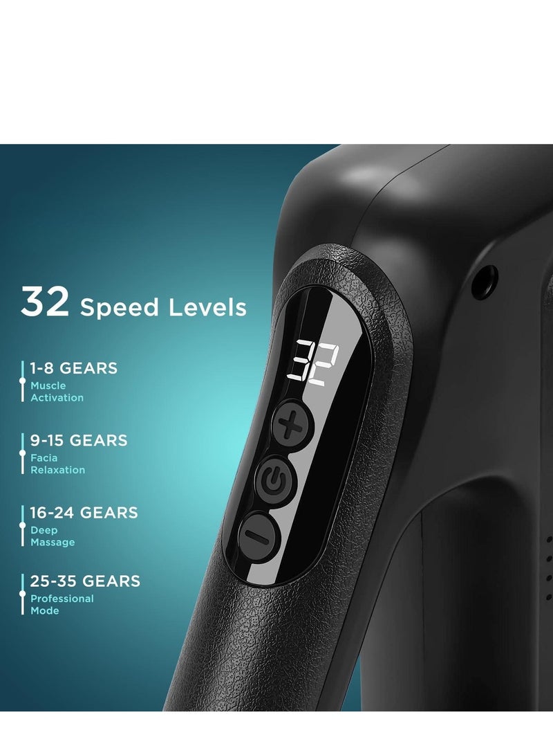 إسكدنيا جهاز مساج مسدس تدليك كهربائي مثلثي مع 10 رؤوس قابلة للتبديل - جهاز تدليك للأنسجة العميقة لتخفيف آلام العضلات - 32 مستوى من الاهتزاز - تصميم مريح وخفيف الوزن - Image 4