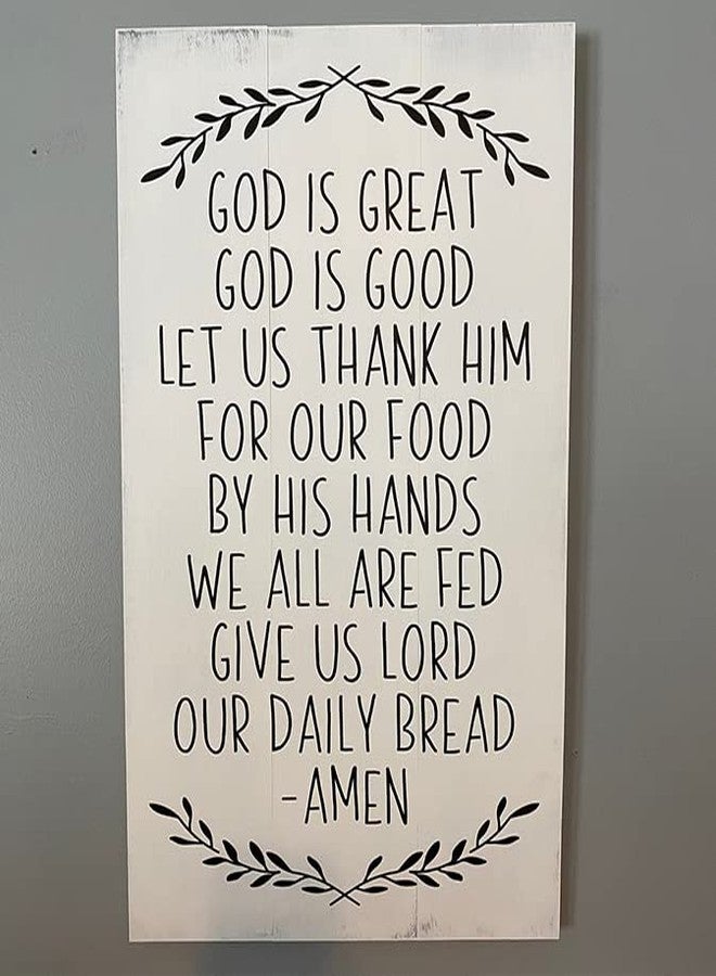 Agriism God is Great God is Good Let Us Thank Him for His Food Sign,Dining Room Decor,Kitchen Decor,Dinner Prayer,Wood Sign 5x10 Inch - Image 1