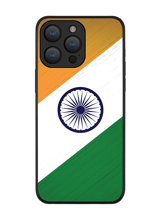 Stylizedd Cover for iPhone 15 Pro Max Case Rugged Black Slim fit Soft Flexible Anti Drop TPU Gel Thin Protective Phone Cases - Flag Of India - Image 1