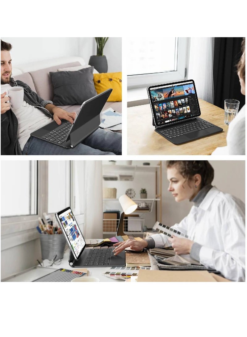 جينيكست حافظة لوحة مفاتيح سحرية لجهاز iPad Air 13 بوصة M3 2025 M2 Pro 12.9 غطاء ذكي متعدد اللمس مغناطيسي بإضاءة خلفية لاسلكية - Image 4
