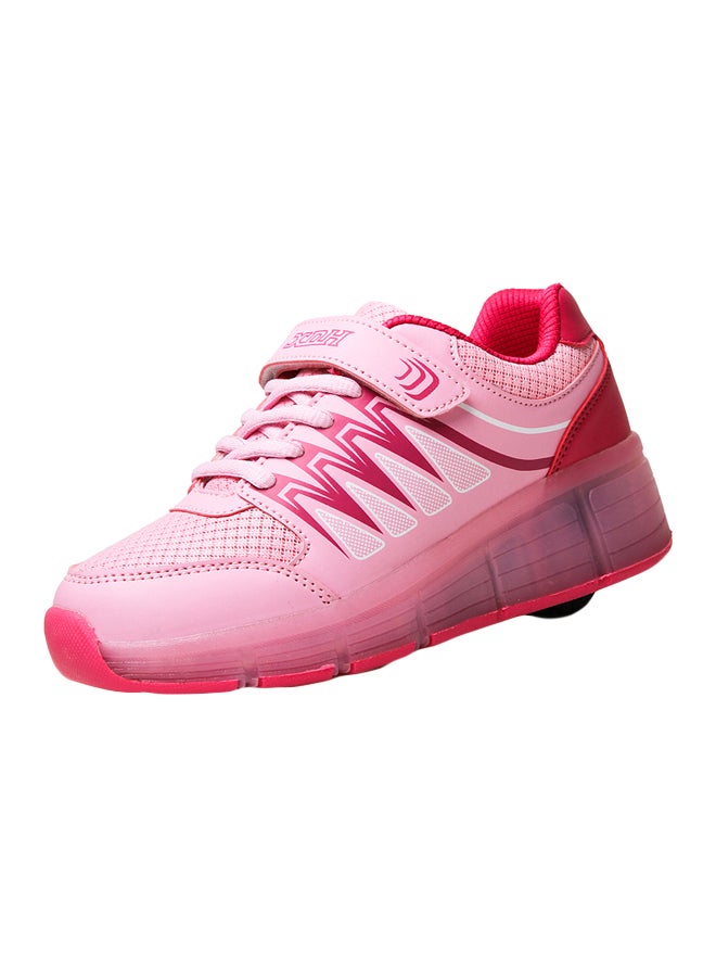 إسكدنيا حذاء رياضي برقبة منخفضة مزود بأضواء LED وامضة وعجلات وردي - Image 1