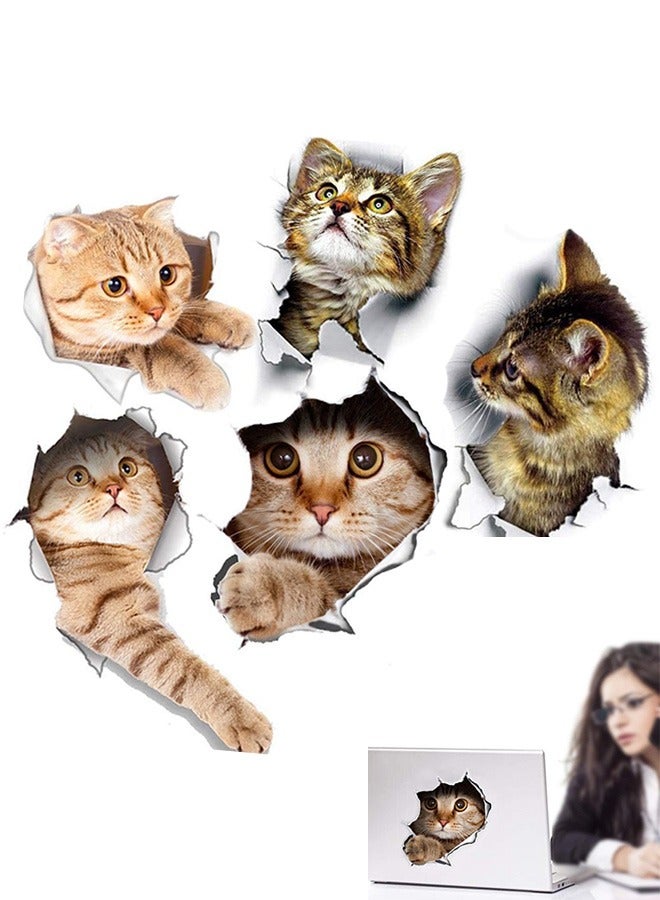 5 Pcs 3D Cats Self Adhesive Kids Wall Stickers, Art Decorative Removable Decals, Removable Vinyl Art Murals for Living Room Baby Rooms Bedroom Toilet House Wall  Decoration - Image 1