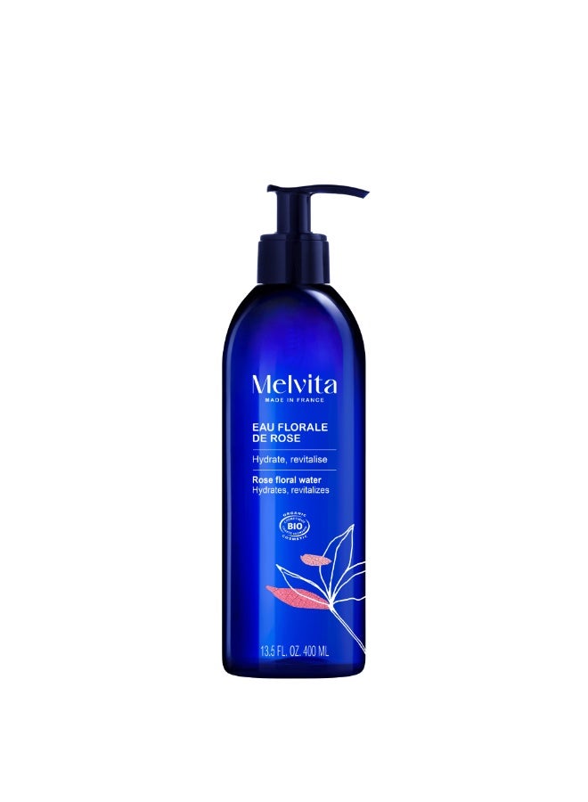 Melvita Organic Damask Rose Floral Water Pump Bottle 400 ml - Image 1