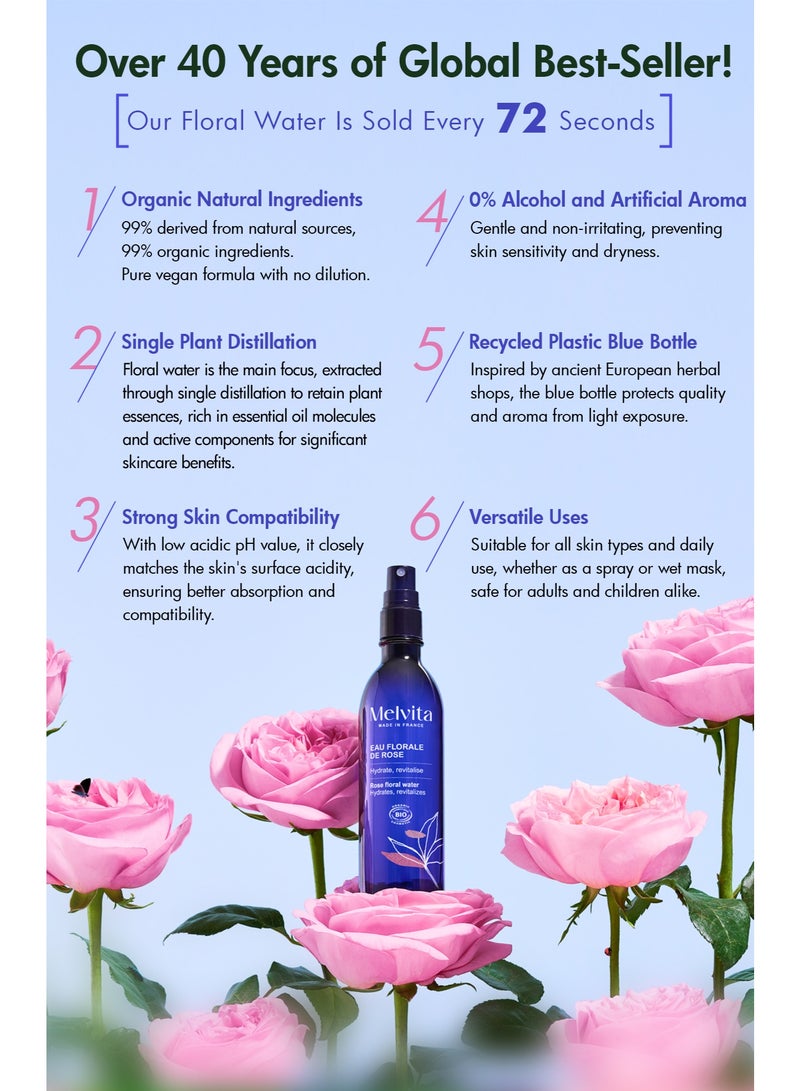 Melvita Organic Damask Rose Floral Water Pump Bottle 400 ml - Image 4
