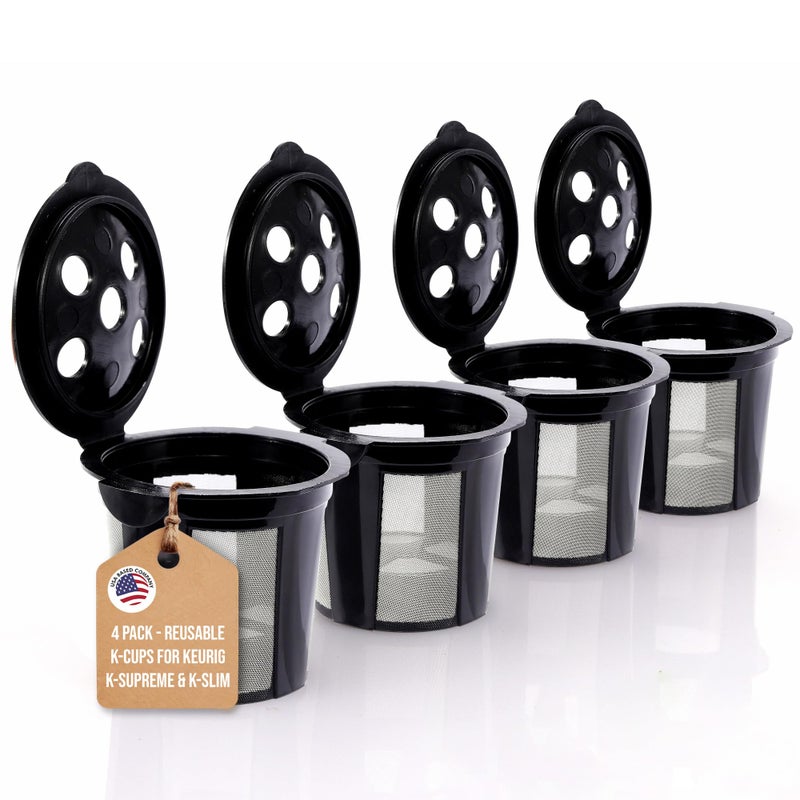 Reusable K Cups for Keurig Supreme K Supreme Plus K Slim KBrew Chill K Duo Hot and Iced Gen 2 by PureHQ  Refillable Kcup for Keurig Coffee Maker  MultiStream Coffee Pods Filter  4 Pack