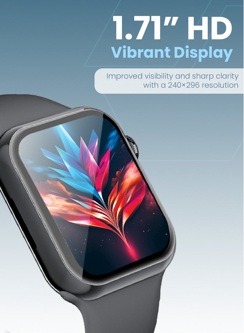 Moxedo Mevo Smart Watch for Android & iOS with 1.71" HD AMOLED Display, Wireless Charging, Chat GPT AI Assistant, Bluetooth Calling, Fitness & Health Tracker, Sleep Monitor, IP67 Waterproof (Black) - Image 3