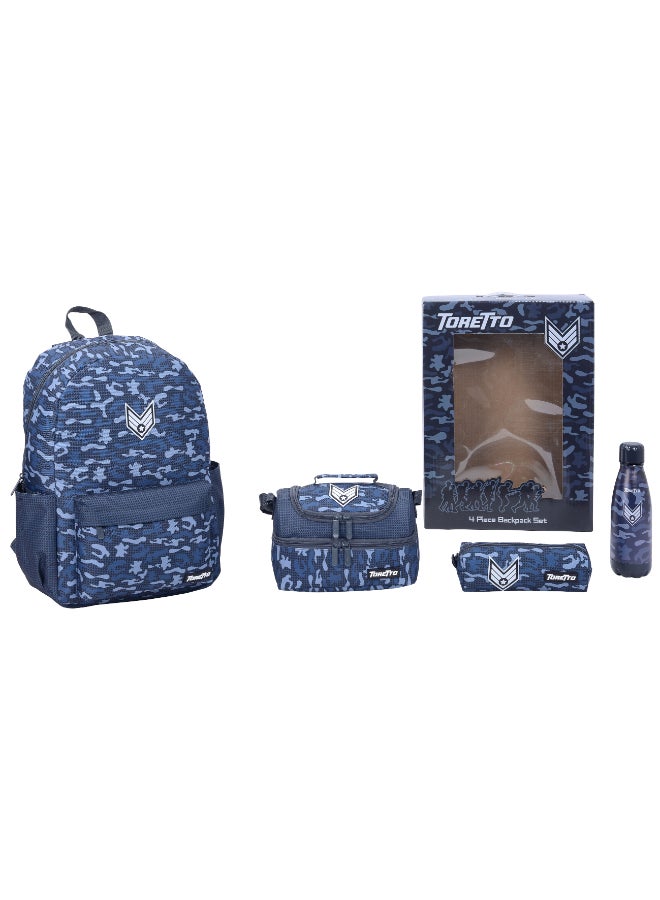 طقم حقائب ظهر 4 قطع مع حقيبة ظهر مدرسية 17 بوصة، حقيبة غداء، زجاجة ماء ومقلمة، هدية للأولاد ✅