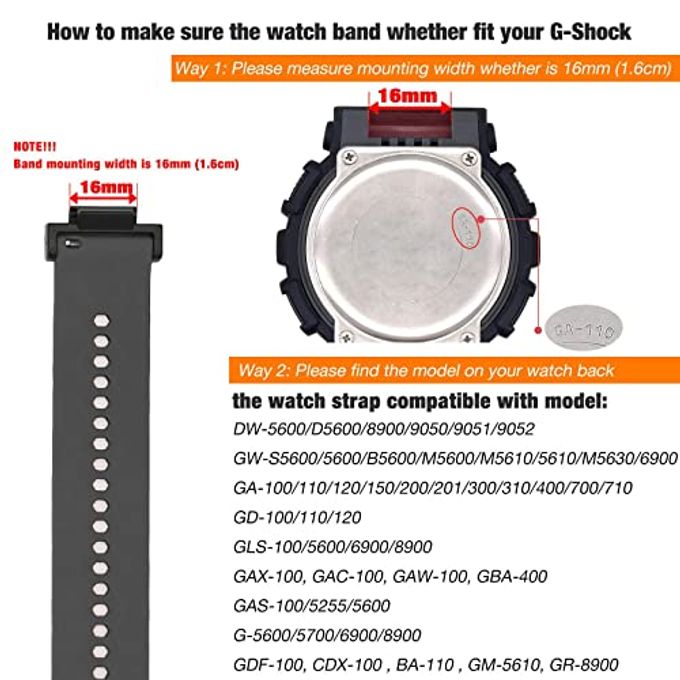 Abanen Silicone Watch Bands Compatible With Casio G-Shock Dw-5600/8900, Sport Bicolor Silicone Strap With Lightweight Plastic Connector Waterproof Wristband For Ga-100/Gw-B5600/Gb-5600 /Gw-6900 - Image 3