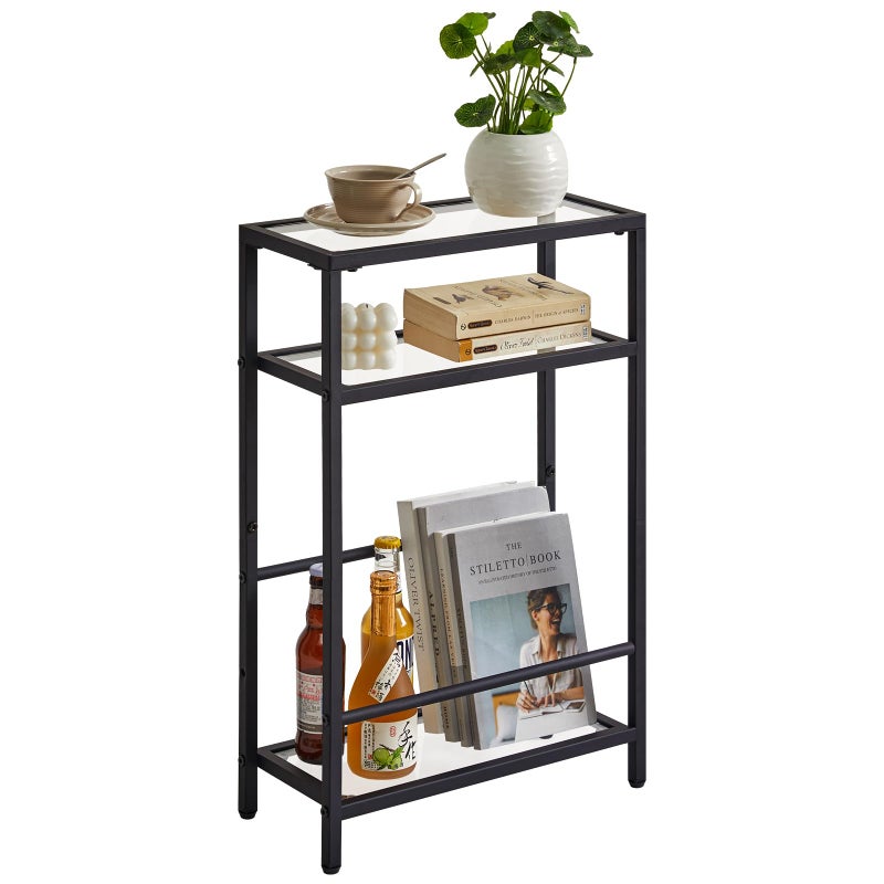 IBUYKE Narrow Side Table with Storage Shelf, 3 Tier End Table,Modern Sofa Table,Small Nightstand with Magazine Rack,Telephone Table for Small Spaces,for Living Room, Bedroom,Black UTMZ001B - Image 1