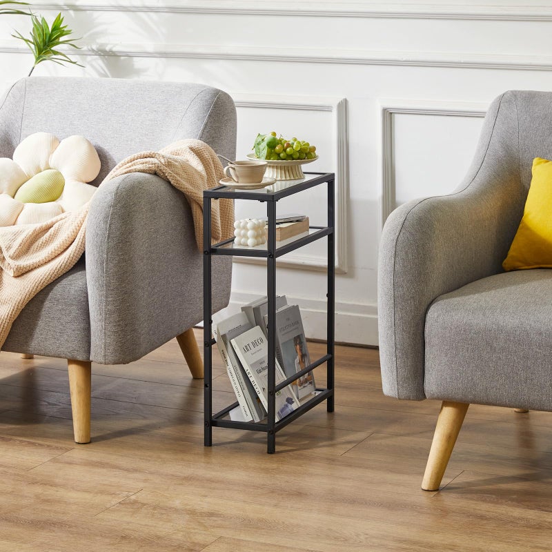 IBUYKE Narrow Side Table with Storage Shelf, 3 Tier End Table,Modern Sofa Table,Small Nightstand with Magazine Rack,Telephone Table for Small Spaces,for Living Room, Bedroom,Black UTMZ001B - Image 3