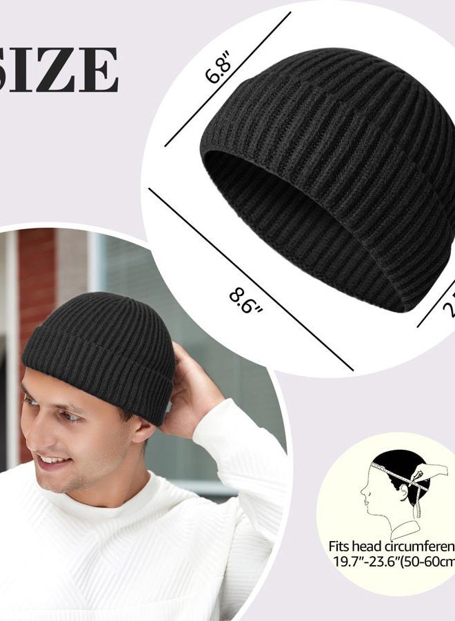 HiRui Fisherman Beanie for Men Women, Knit Trawler Beanie Watch Hats Winter Caps, Black, One size - Image 5