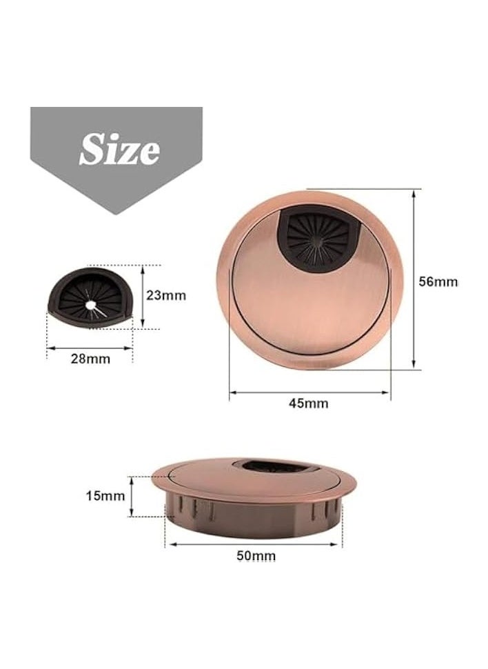 The White Shop THE WHITE SHOP 4 PCS Desk Grommet Kit, 50mm Metal Cable Grommet Cap Table Grommets Desk Surface Wire Cord Round Hole Cover for Home & Office Computer Desktop  - Image 2