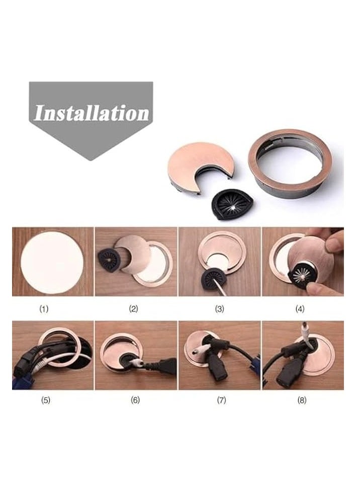 The White Shop THE WHITE SHOP 4 PCS Desk Grommet Kit, 50mm Metal Cable Grommet Cap Table Grommets Desk Surface Wire Cord Round Hole Cover for Home & Office Computer Desktop  - Image 5