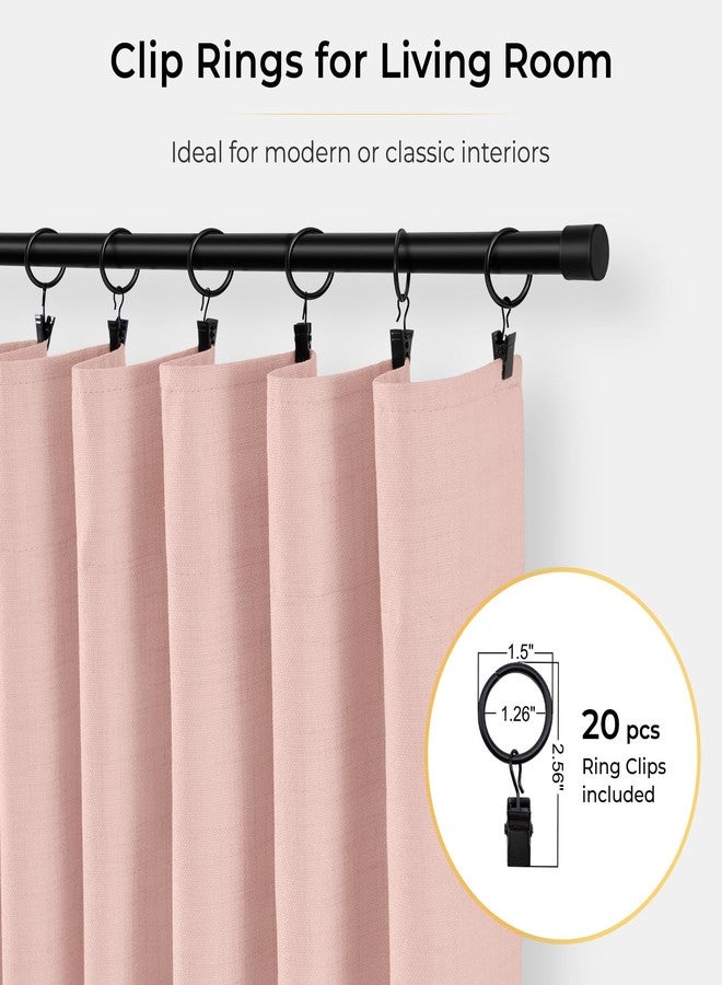 INOVADAY 100% Blackout Curtains for Bedroom, Black Out Curtains 96 Inch Long, Clip Rings Linen Blackout Drapes, Thermal Insulated Room Darkening for Living Room, 2 Panels - Blush Pink,W50xL96 - Image 3