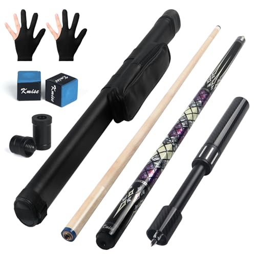 Kmise Professional Pool Cue Stick 18 19 20oz Canadian Maple Cue Sticks Low Deflection Shaft with Telescopic Carbon Fiber Extension Cue 20OZ Purple - Image 1