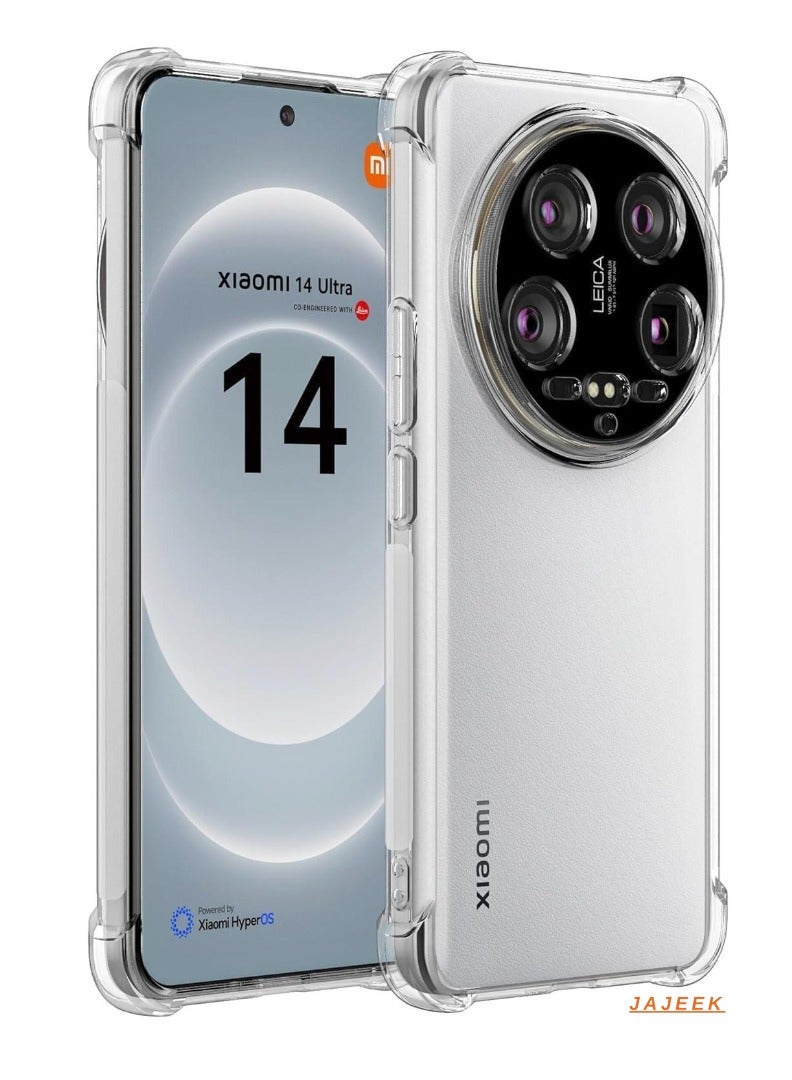 JAJEEK Case Compatible with Xiaomi 14 Ultra – Clear TPU Rubber & Soft Silicone Case, Reinforced Corners, Scratch-Resistant, Shockproof Protective Cover for Xiaomi Mi 14 Ultra, Best Slim Fit Protection - Image 1