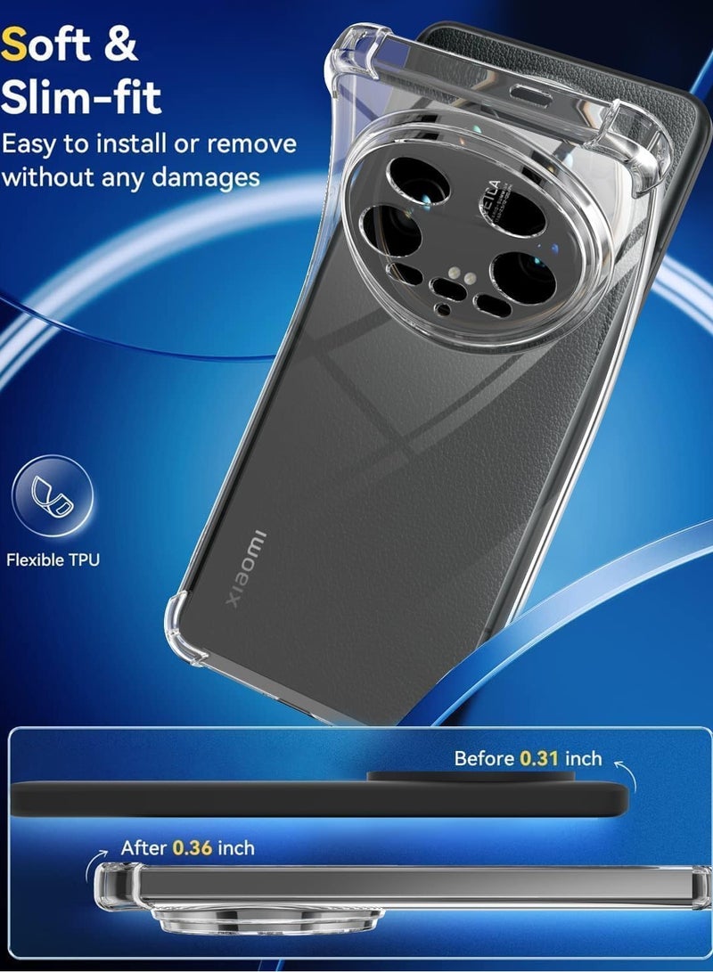 JAJEEK Case Compatible with Xiaomi 14 Ultra – Clear TPU Rubber & Soft Silicone Case, Reinforced Corners, Scratch-Resistant, Shockproof Protective Cover for Xiaomi Mi 14 Ultra, Best Slim Fit Protection - Image 2