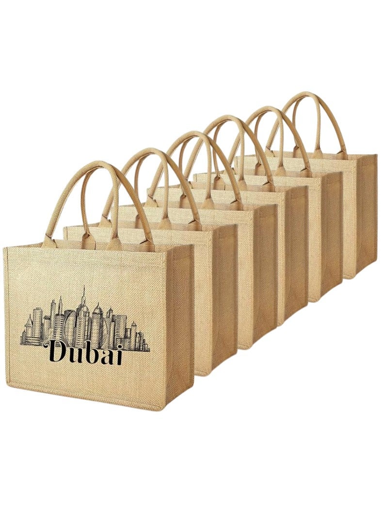 Pearl Coast Dubai Souvenir Jute Bag – EcoChic Tote Bags | Pack of 6 | Durable, Stylish & Reusable - Image 5