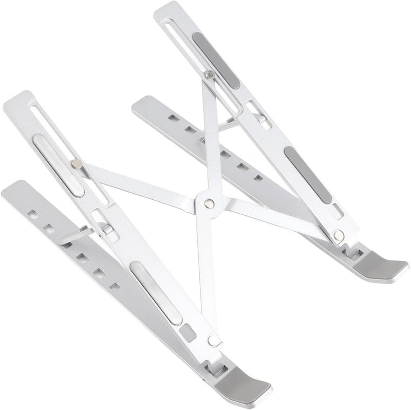 Desk Laptop Stand Foldable Aluminum Alloy Computer Stand Portable Laptop Riser Cooling Rack - Adjustable Ergonomic Design, Lightweight and Travel Friendly (Silver) - Image 2