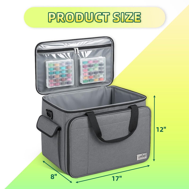 JJRING Sewing Machine Carrying Case, Portable Sewing Machine Bag with Shoulder Strap, Heavy Duty Sewing Machine Tote Suitable for Standard Sewing Machines, Grey - Image 2