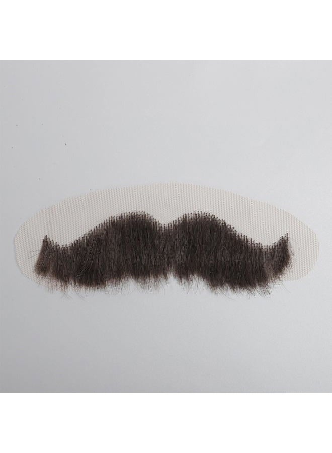 Adytom Mens 100% HandKnoted Human Hair Fake Halloween Costume Beard Realistic False Facial Hair Goatee Mustache (Brown) - Image 4