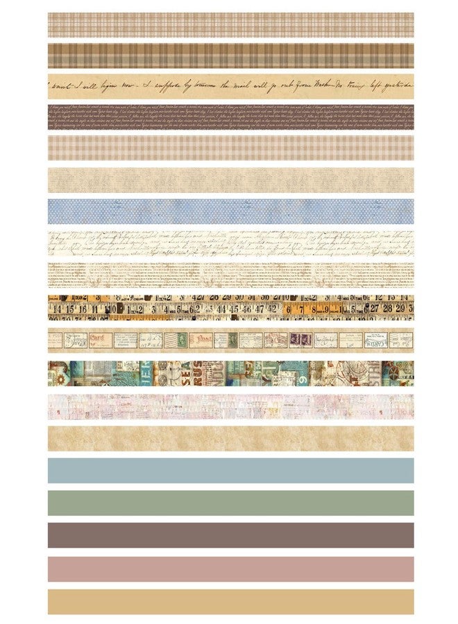 YUBX Masking Tapes 20 Pcs Set Thin Strip Washi Tape Retro Base Pattern DIY Craft Journal Planner Scrapbooking Wrapping Gift Decoration(Vintage Pattern) - Image 4