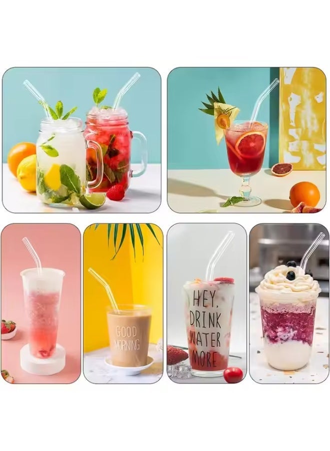 طقم شاليموه 4 قطع + فرشاة تنظيف، شالموه زجاجي قابل لاعادة الاستخدام، ماصة زجاجية، مصاصة شفافة مقاومة للحرارة، شفاط زجاجي شفاف مقاوم للحرارة - Image 3